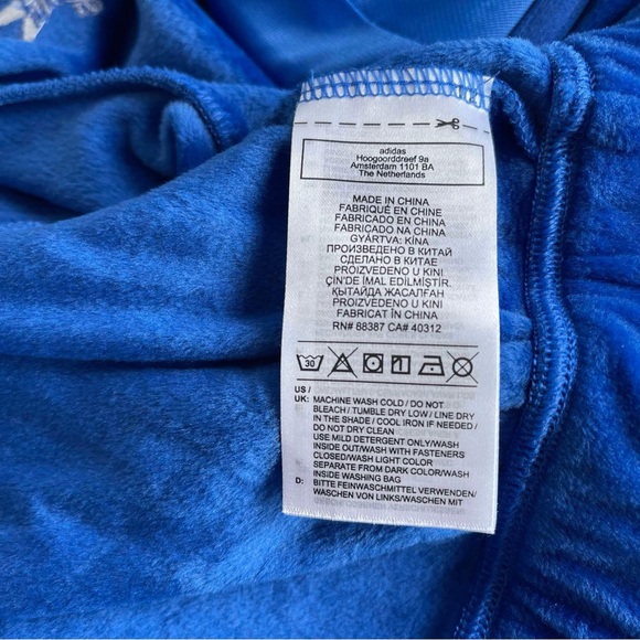 adidas X Jeremy Scott Blue Luxe Velour Crop Top Track Suit NWT - Picture 9 of 10